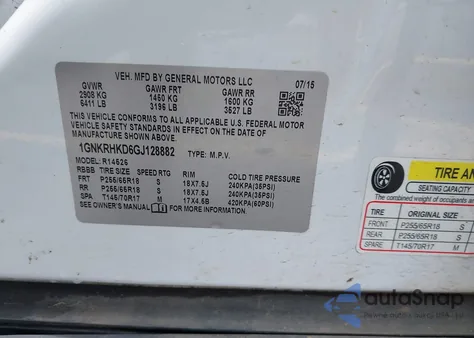 2016 Chevrolet Traverse 2Lt from USA, damaged, VIN 1GNKRHKD6GJ128882